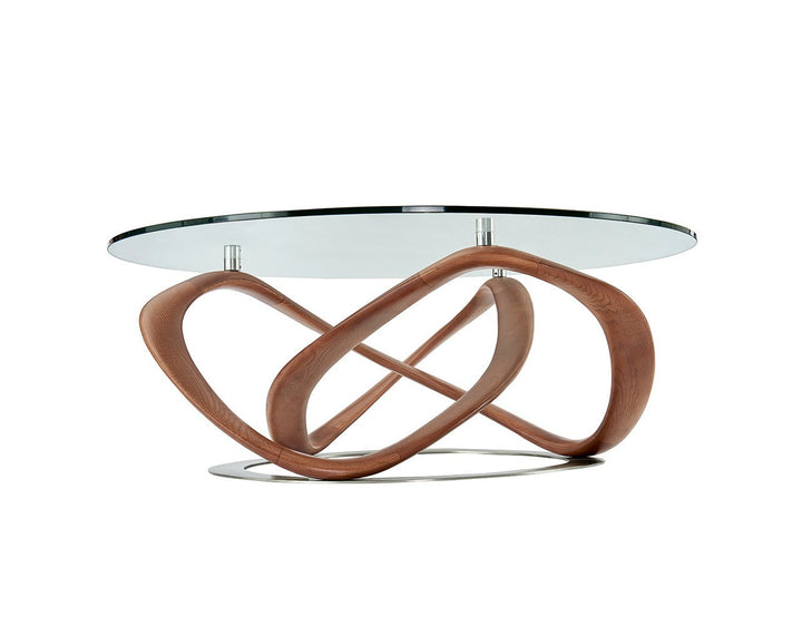 Modrest Michele Modern Glass & Walnut Coffee Table - MONAVILLA