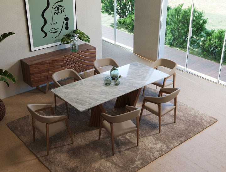 Modrest Cadence Modern Walnut & Marble Dining Table - MONAVILLA