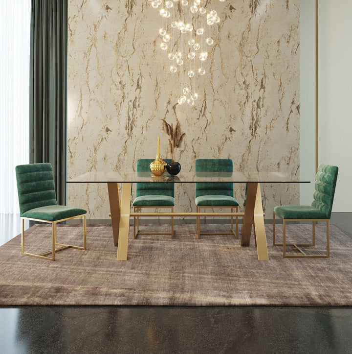 Modrest Dandy Modern Golden & 15mm Glass Dining Table - MONAVILLA