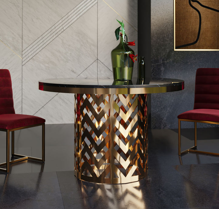 Modrest Kowal Glam Black Marble Dining Table - MONAVILLA