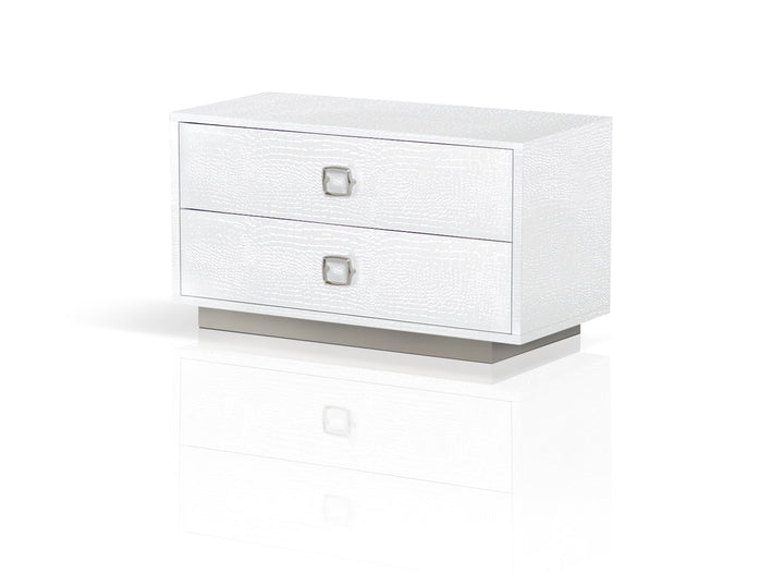 A&X Victoria Modern White Crocodile Nightstand - MONAVILLA