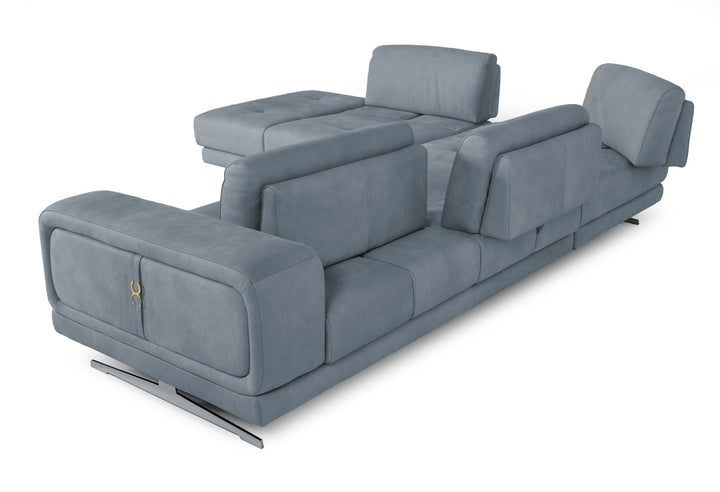 Coronelli Collezioni Mood Contemporary Blue Leather Left Facing Sectional Sofa - MONAVILLA