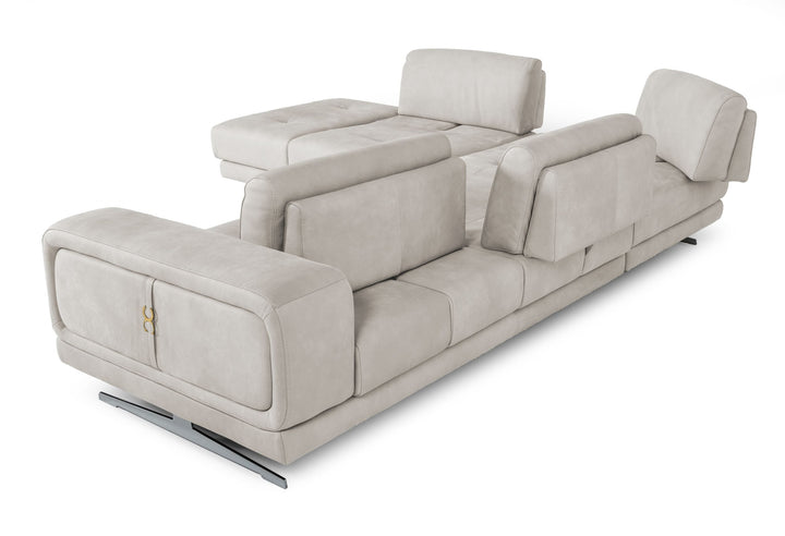 Coronelli Collezioni Mood Contemporary Light Grey Leather Left Facing Sectional Sofa - MONAVILLA