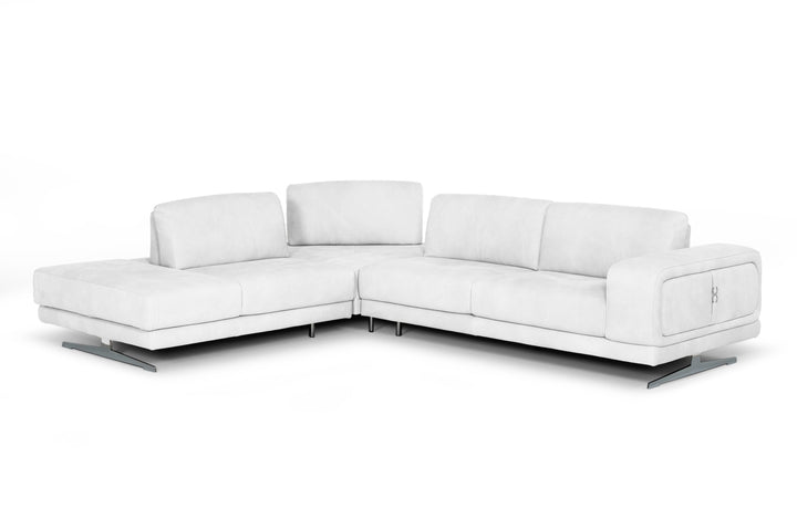 Coronelli Collezioni Mood Italian White Leather Left Facing Sectional Sofa - MONAVILLA