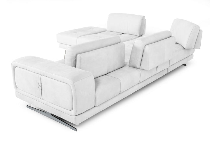 Coronelli Collezioni Mood Italian White Leather Left Facing Sectional Sofa - MONAVILLA