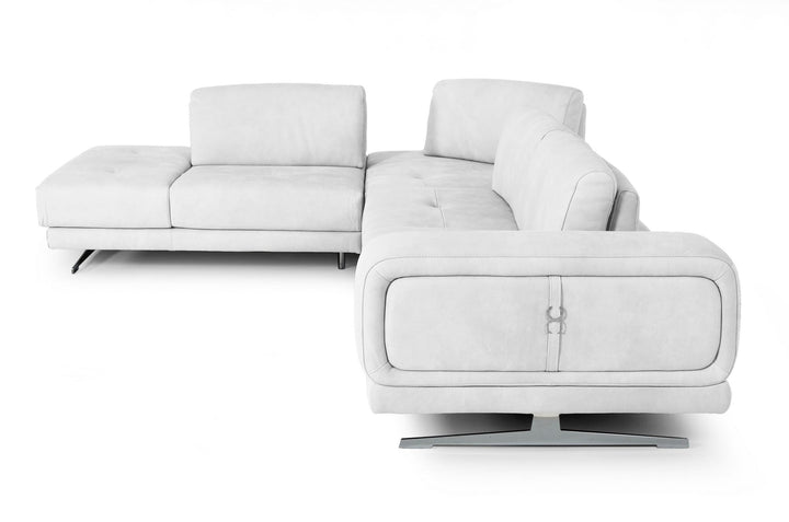 Coronelli Collezioni Mood Italian White Leather Left Facing Sectional Sofa - MONAVILLA