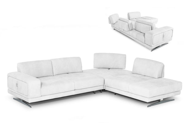 Coronelli Collezioni Mood Italian White Leather Right Facing Sectional Sofa - MONAVILLA