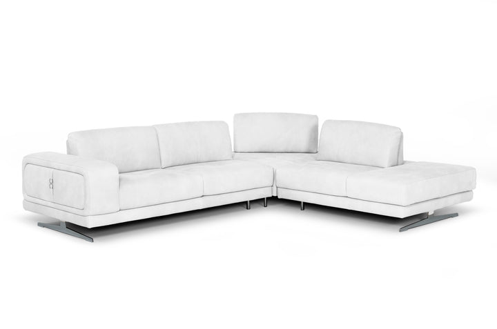 Coronelli Collezioni Mood Italian White Leather Right Facing Sectional Sofa - MONAVILLA