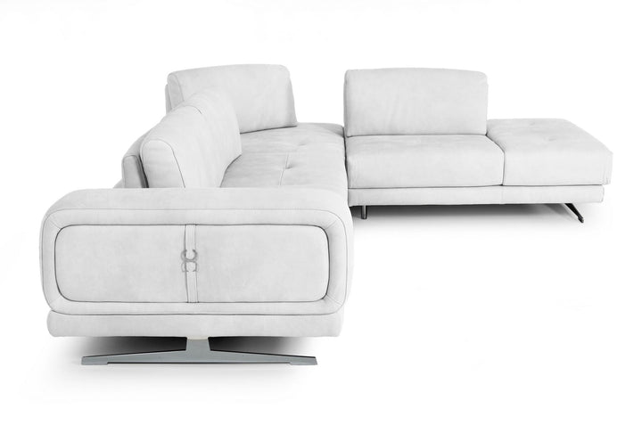 Coronelli Collezioni Mood Italian White Leather Right Facing Sectional Sofa - MONAVILLA