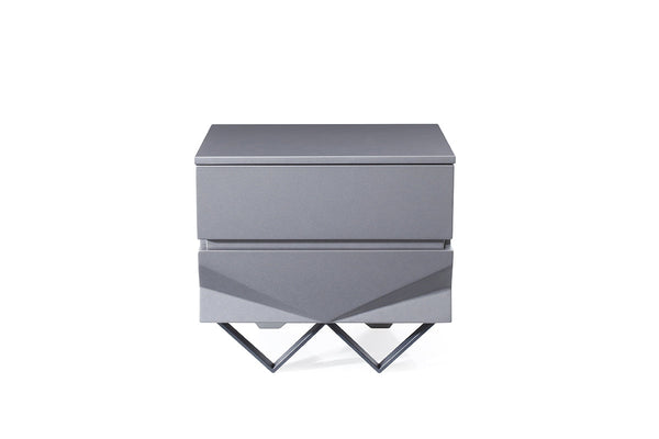 Modrest Duke Modern Grey & Black Gun Chrome Nightstand - MONAVILLA