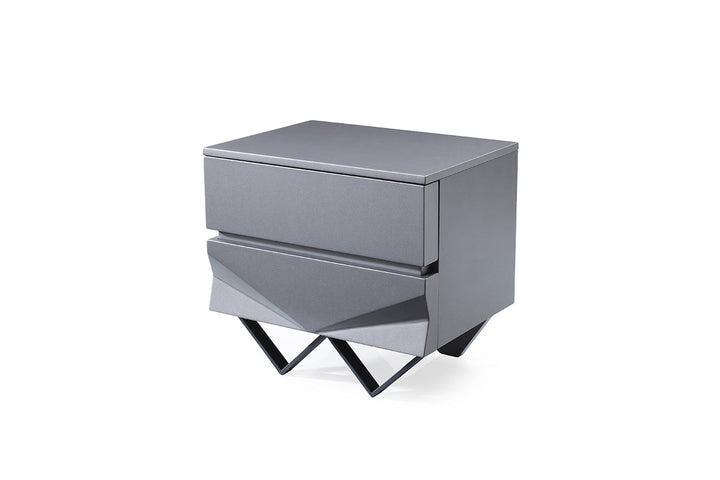 Modrest Duke Modern Grey & Black Gun Chrome Nightstand - MONAVILLA