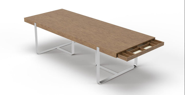 Modrest Pauline Modern Walnut and Stainless Steel Dining Table - MONAVILLA