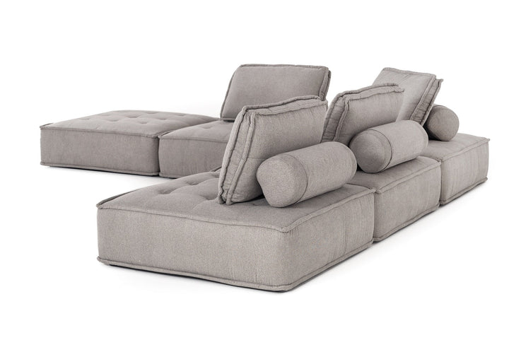 Divani Casa Nolden Modern Grey Fabric Modular Sectional Sofa - MONAVILLA