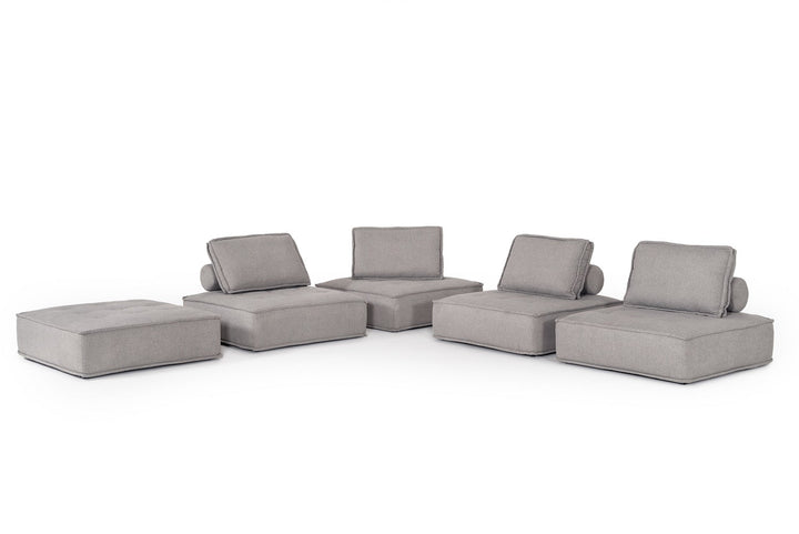 Divani Casa Nolden Modern Grey Fabric Modular Sectional Sofa - MONAVILLA