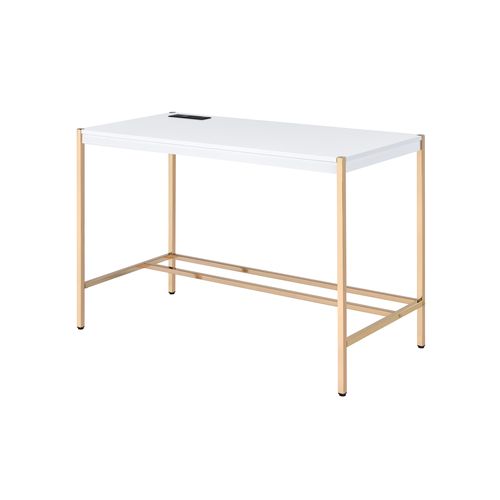 ACME Midriaks White & Gold Finish Writing Desk Model OF00020 - MONAVILLA