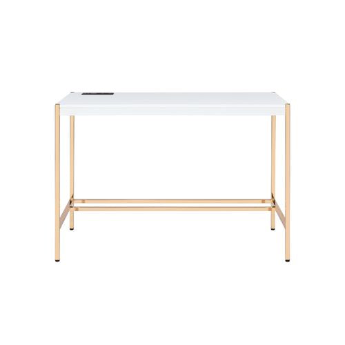 ACME Midriaks White & Gold Finish Writing Desk Model OF00020 - MONAVILLA