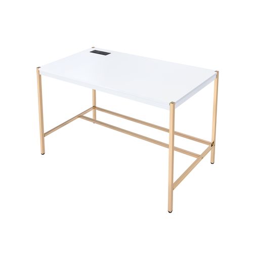 ACME Midriaks White & Gold Finish Writing Desk Model OF00020 - MONAVILLA