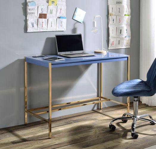 ACME Midriaks Navy Blue & Gold Finish Writing Desk Model OF00022 - MONAVILLA