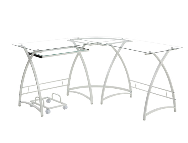 ACME Dazenus Clear Glass & White Finish Desk Model OF00040 - MONAVILLA