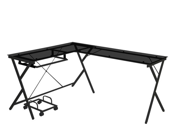 ACME Dazenus Black Glass & Black Finish Desk Model OF00046 - MONAVILLA