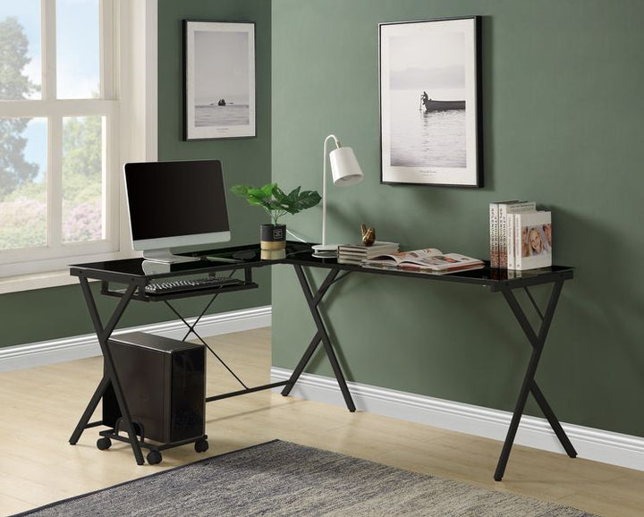 ACME Dazenus Black Glass & Black Finish Desk Model OF00046 - MONAVILLA