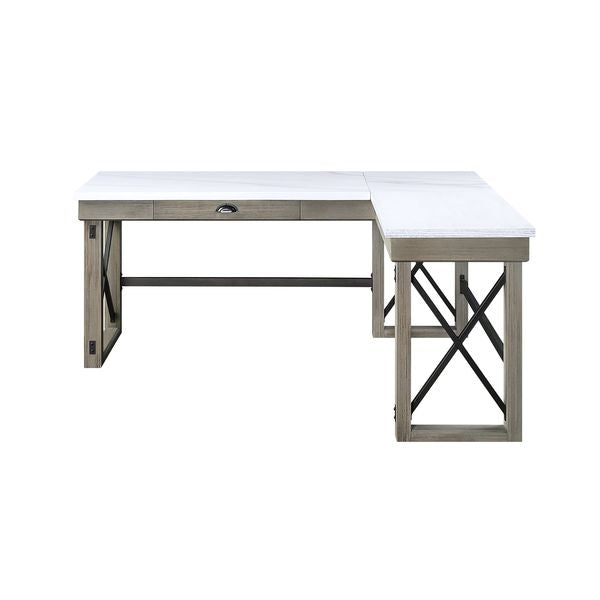 ACME Talmar Marble Top & Rustic Oak Finish Writing Desk Model OF00055 - MONAVILLA