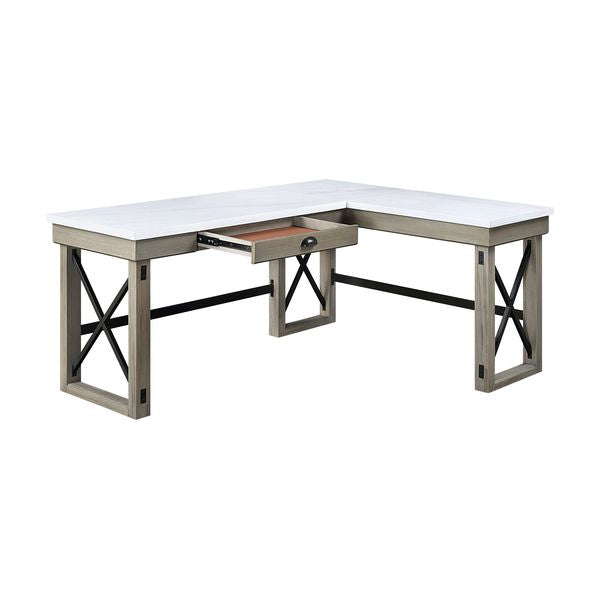 ACME Talmar Marble Top & Rustic Oak Finish Writing Desk Model OF00055 - MONAVILLA