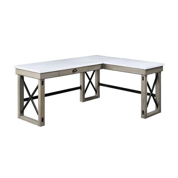 ACME Talmar Marble Top & Rustic Oak Finish Writing Desk Model OF00055 - MONAVILLA