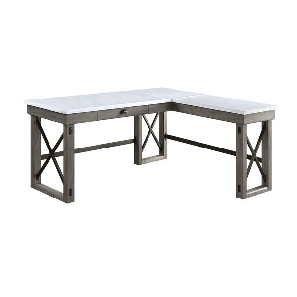 ACME Talmar Marble Top & Weathered Gray Finish Writing Desk Model OF00056 - MONAVILLA