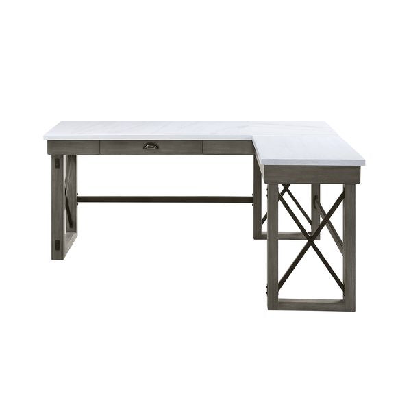 ACME Talmar Marble Top & Weathered Gray Finish Writing Desk Model OF00056 - MONAVILLA