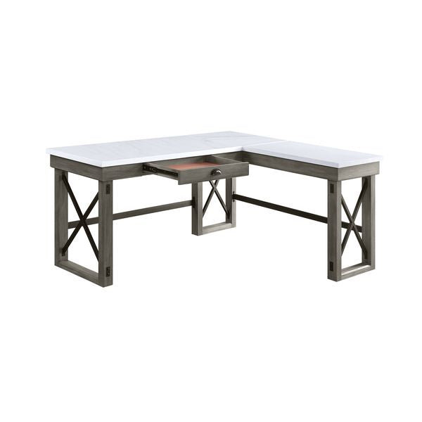 ACME Talmar Marble Top & Weathered Gray Finish Writing Desk Model OF00056 - MONAVILLA