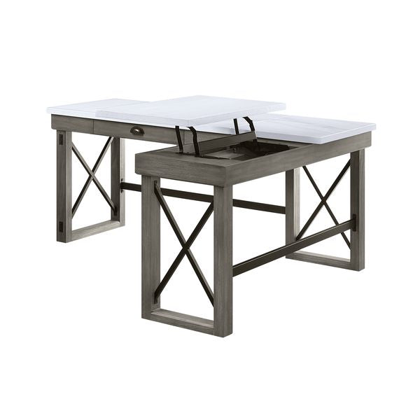 ACME Talmar Marble Top & Weathered Gray Finish Writing Desk Model OF00056 - MONAVILLA