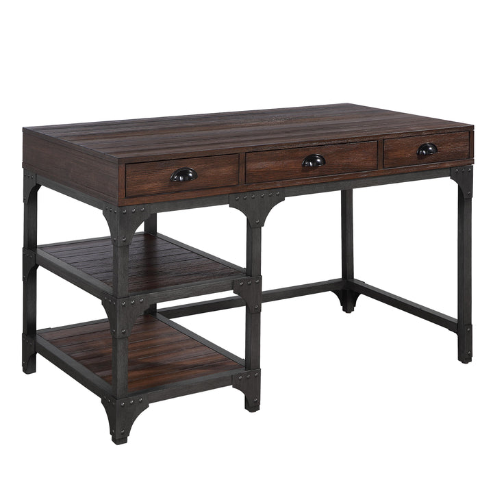 ACME Gorden Espresso Oak Finish & Antique Black Metal Writing Desk Model OF00143 - MONAVILLA