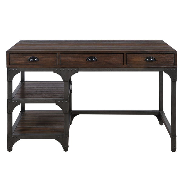 ACME Gorden Espresso Oak Finish & Antique Black Metal Writing Desk Model OF00143 - MONAVILLA