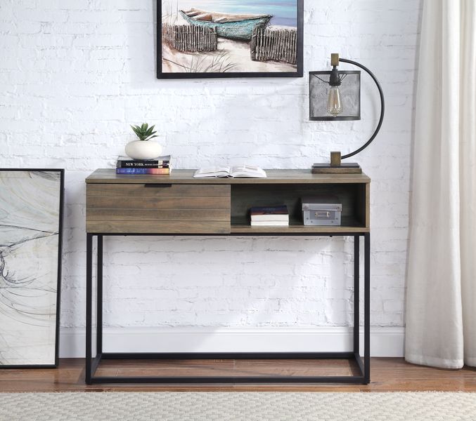 ACME Galeno Rustic Oak & Black Finish Writing Desk Model OF00320 - MONAVILLA