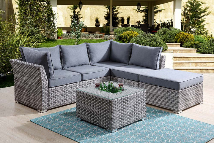 ACME Laurance Gray Fabric & Gray Finish Patio Set Model OT01092 - MONAVILLA