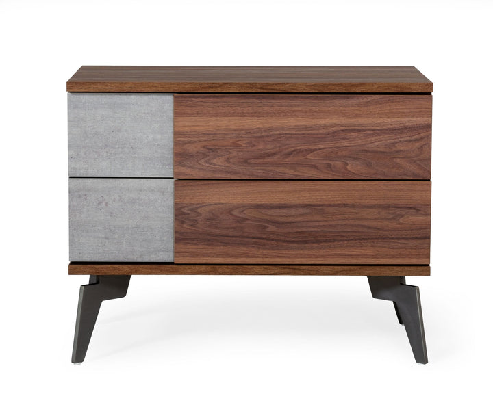 Nova Domus Palermo Modern Italian Faux Concrete & Walnut Nightstand - MONAVILLA