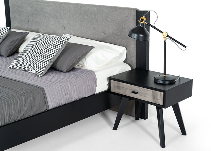 Nova Domus Panther Contemporary Grey & Black Nightstand - MONAVILLA