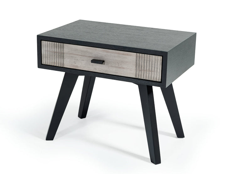 Nova Domus Panther Contemporary Grey & Black Nightstand - MONAVILLA