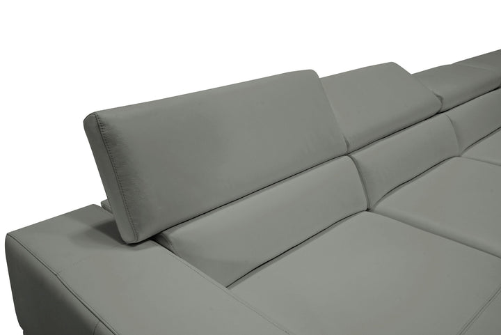 Divani Casa Pella Modern Grey Italian Leather U Shaped Sectional Sofa - MONAVILLA