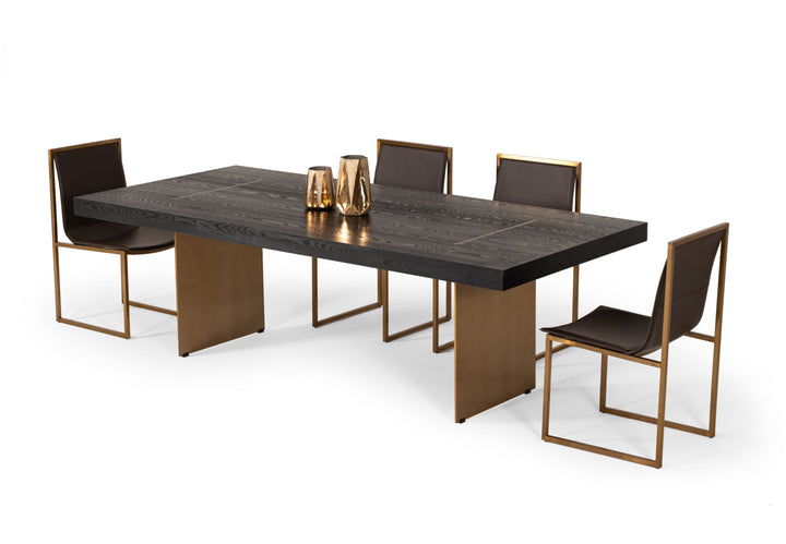 Modrest Perret Large Glam Black Ash & Brushed Brass Dining Table - MONAVILLA