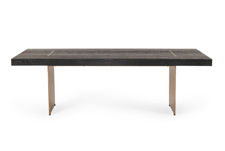 Modrest Perret Large Glam Black Ash & Brushed Brass Dining Table - MONAVILLA