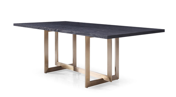 Modrest Pike Modern Black Ash & Brass Dining Table - MONAVILLA