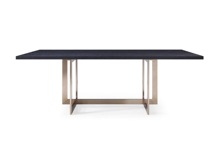 Modrest Pike Modern Black Ash & Brass Dining Table - MONAVILLA