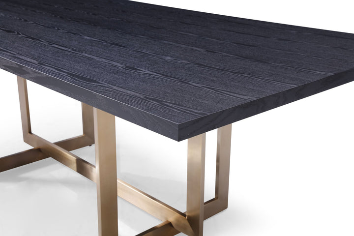 Modrest Pike Modern Black Ash & Brass Dining Table - MONAVILLA