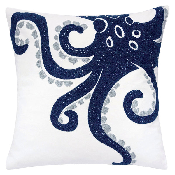 Furniture Of America Maura White/Blue Novelty 20" X 20" Pillow, Octopus (2 In Box) Model PL8080-2PK - MONAVILLA