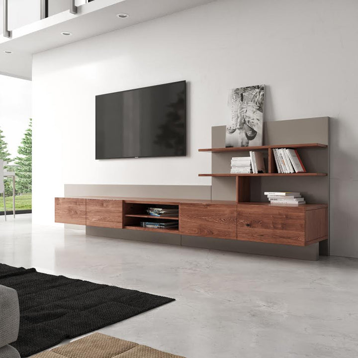 Nova Domus Pompeii Contemporary Grey & Walnut TV Stand - MONAVILLA