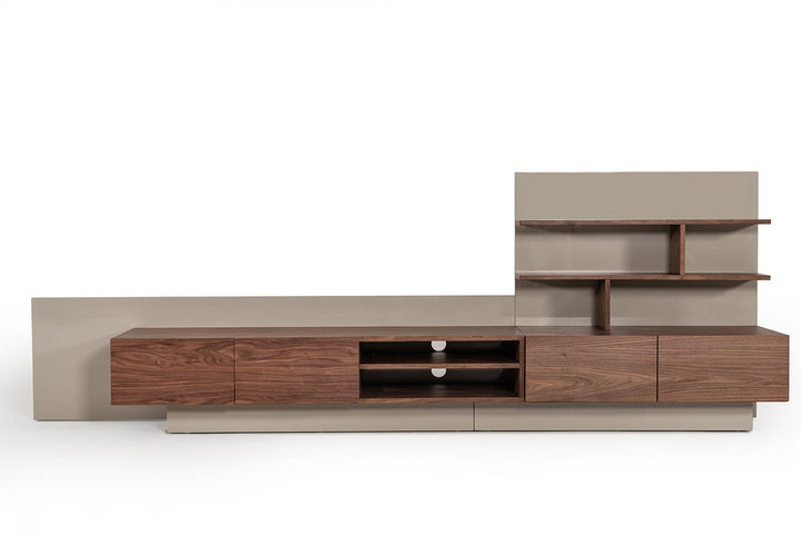 Nova Domus Pompeii Contemporary Grey & Walnut TV Stand - MONAVILLA