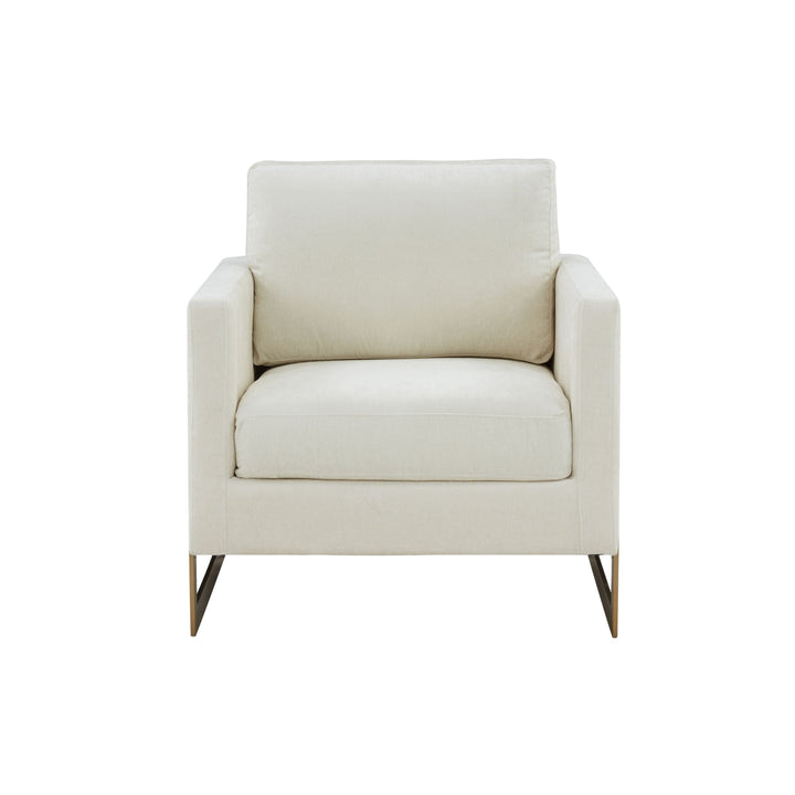 Modrest Prince Contemporary Cream Fabric & Gold Metal Accent Chair - MONAVILLA