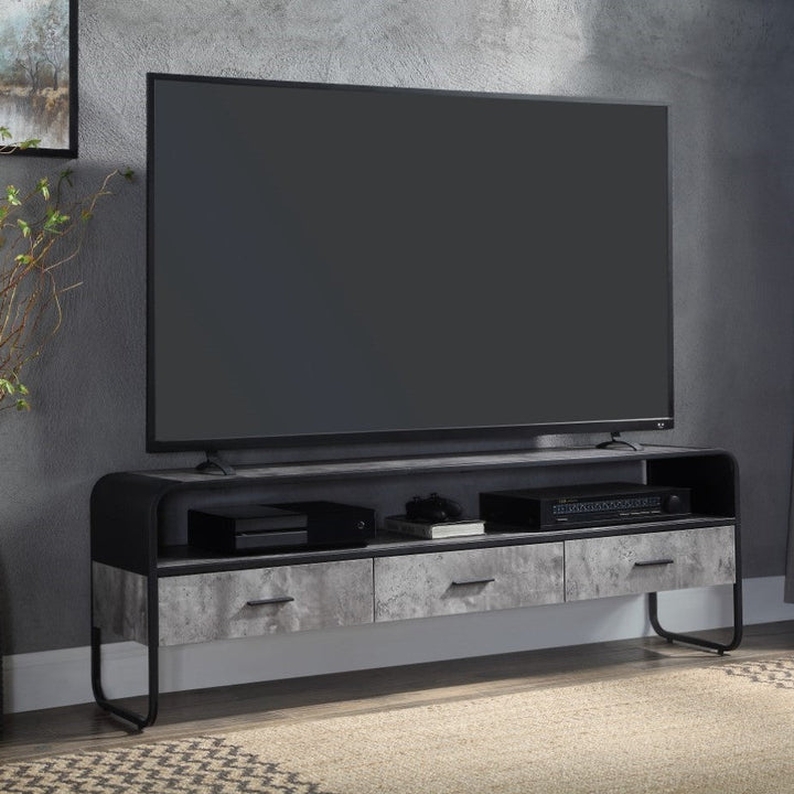 ACME Raziela Concrete Gray & Black Finish TV Stand Model LV01142 - MONAVILLA